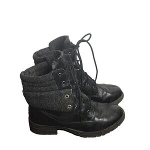 Stylish Black and Gray Women's Combat Boots